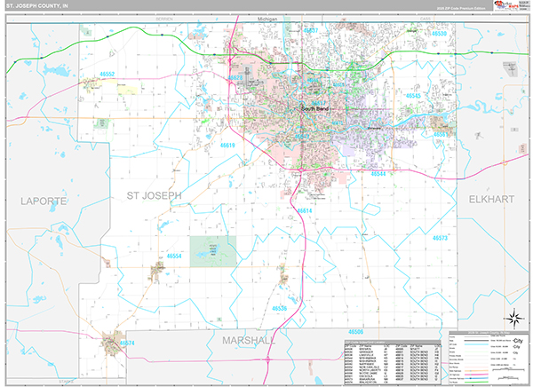 St. Joseph County, IN Zip Code Map